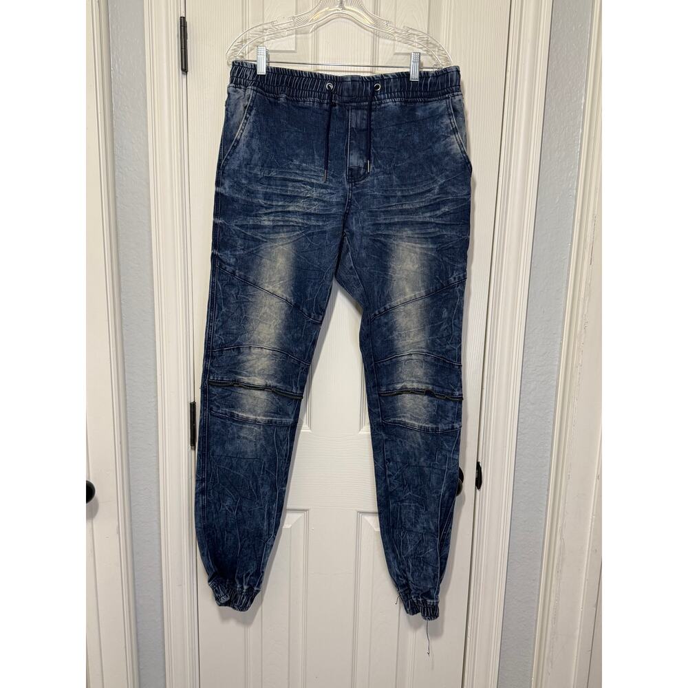 Blue Cult Men’s Denim Joggers Size 38 | Streetwear Distressed Look